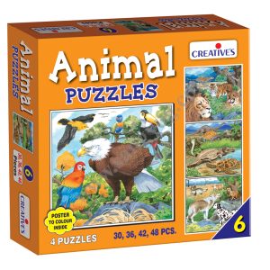 Animal Puzzle No. 6 (30 To 48 Pieces) - 4 Puzzles - Age 5 & Up Creative