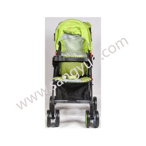 Baby Pram With Cartoon Cover And Luggage Basket And Pocket, Foldable Aluminum Alloy Green, Blue, Pink, Purple
