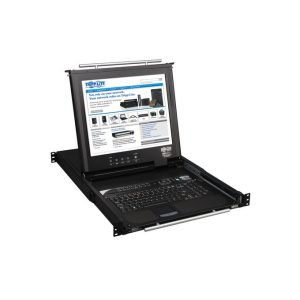 1U 8 Port Kvm Switch With Flip Up Console, 19 Inch Lcd Ip Ready Tripp-Lite B020-U08-19-Ip Black Powder Coated Metal