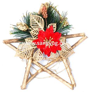 Christmas Hanging Star With Flower & Grass