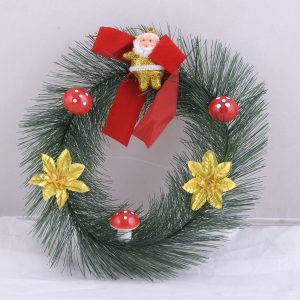 Christmas Hanging Wreath 20Cm Green With Decoration
