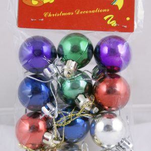 Christmas Shiny Balls, 12Pcs/Pkt Asstd Colors - 3Cm