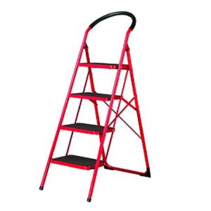 Classic Step Domestic Ladder 4 Step With Platform, Aluminum, Size - H 172cm X W 43cm X 91cm, Thickness 1.2mm (CL104), Black&White - RL215-4RI