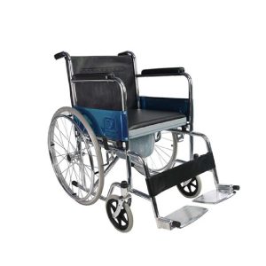Wheelchair with Fixed Armrest & Footrest – Chrome Finish