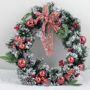 Decorated Christmas Heavy Wreath - 18inch Red/Green/White