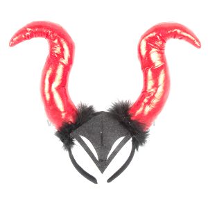 Devil'S Horn Hairband, Red & Black, Ideal For Halloween