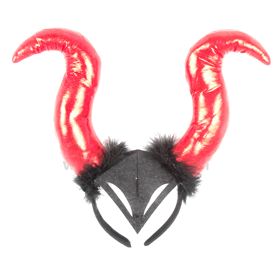 Devil'S Horn Hairband, Red & Black, Ideal For Halloween
