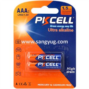 AAA Size Ultra Alkaline Battery 1.5V, Pack of 2, 0 Hg, PKCELL