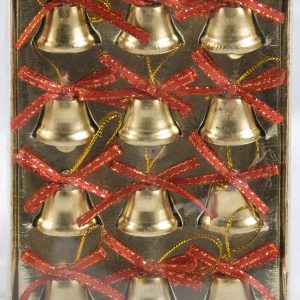 12Pc Hanging Bell 2.5# Gold With Bow On It