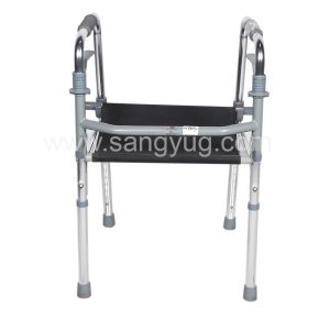 Adult Walking Frame, Foldable Walker Without Wheel With Seat, Height Adjustable