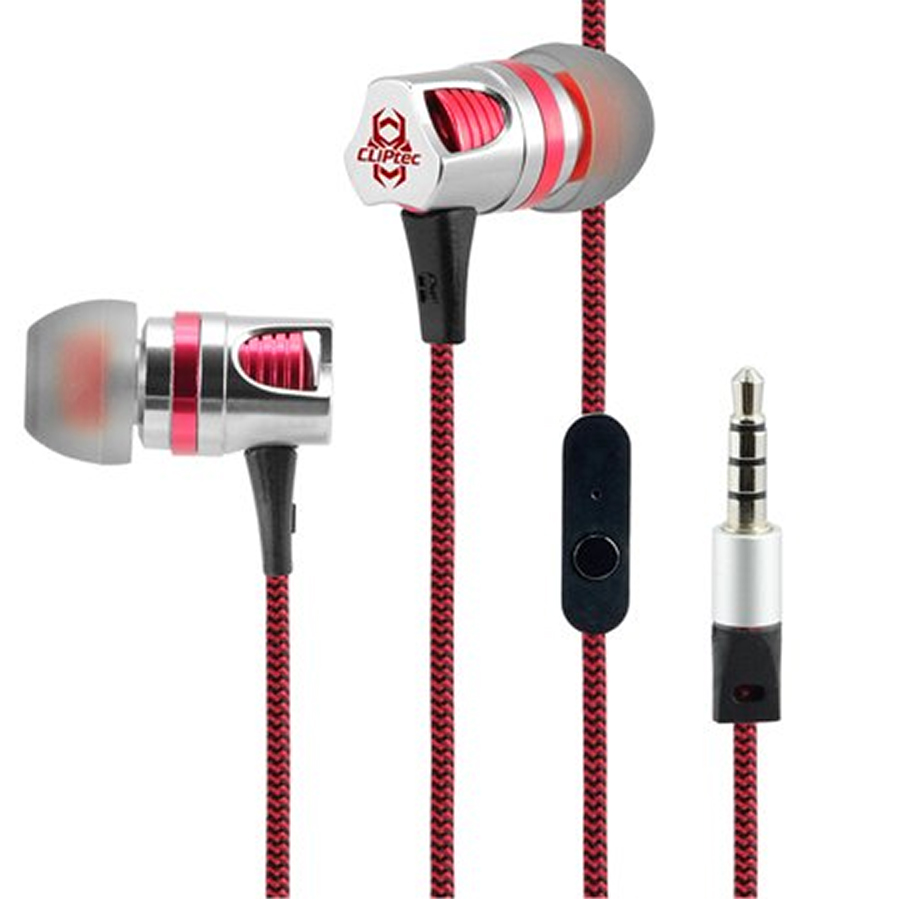 Fire-Force In-Ear Gaming Earphone With Microphone (Braided Fabric Cable) Cliptec Silver - Image 2