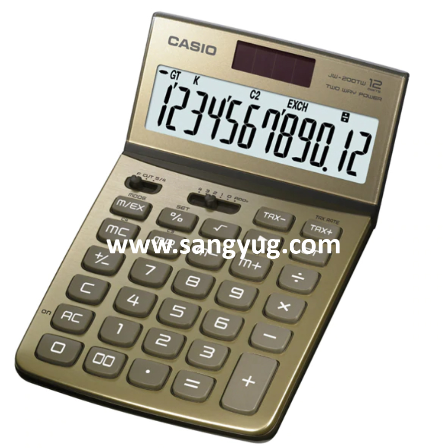 JW-200TW-GD Desk Top Calculator 12 Digits Casio Gold - Image 2