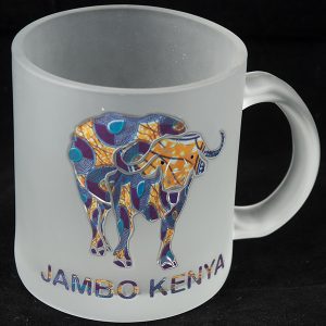 Frosted Glass Mug Buffalo Print Jambo Kenya