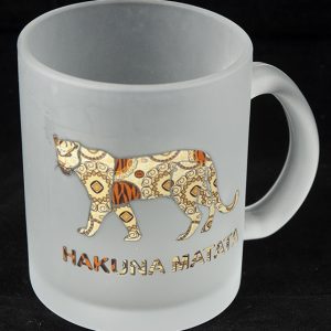 Frosted Glass Mug Leopard Print Hakuna Matata