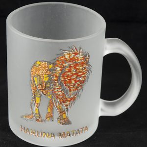 Frosted Glass Mug Lion Print Hakuna Matata