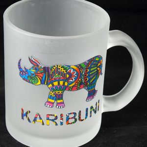 Frosted Glass Mug Rhino Print Karibuni