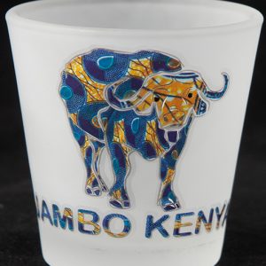 Frosted Shot Glass Buffalo Print Jambo Kenya