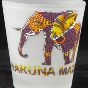 Frosted Shot Glass Elephant Print Hakuna Matata