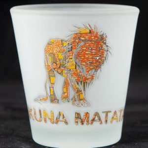 Frosted Shot Glass Lion Print Hakuna Matata