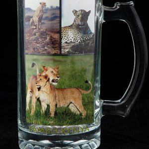 Glass Beer Mug 16Oz 3 Animal Print inchJambo Kenyainch