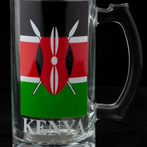 Glass Beer Mug 16Oz Kenya Flag Printed inchKenyainch