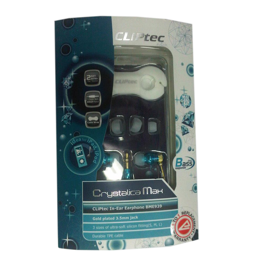 In-Ear Earphone Crystalica Max Cliptec Blue