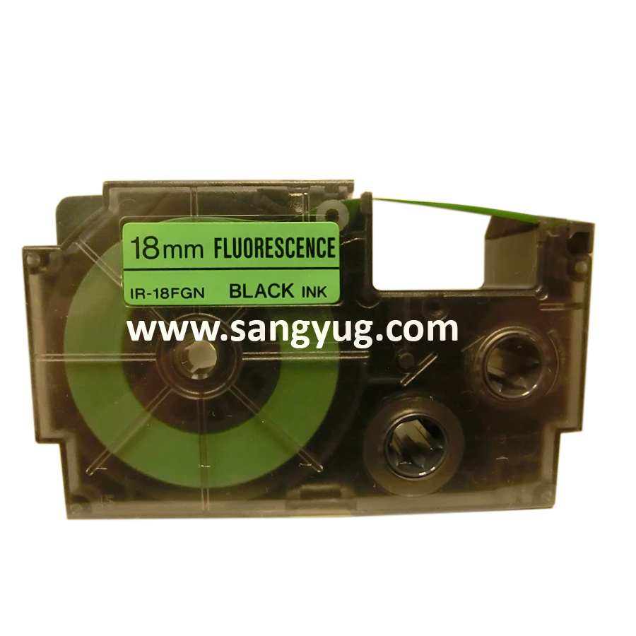 Label Tape Cassette Black Ink 18Mm Fluorescence Green