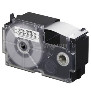 Labelling tape (Extra Strong Adhesive, Removable) PET Tape Casio, Colour: White Font Colour: Black 24 mm 8 m