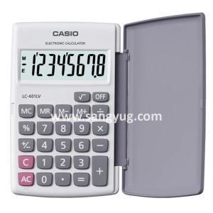 LC-401LV-BK Pocket Size Calculator 8 Digits Casio Batt White/Silver