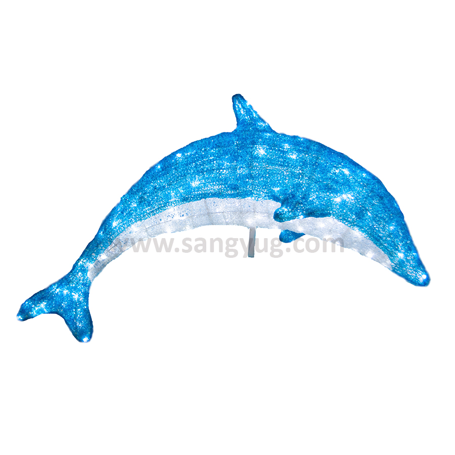 LED Big Dolphin Statue - 120x45x150cm, 650Pcs LED, Waterproof