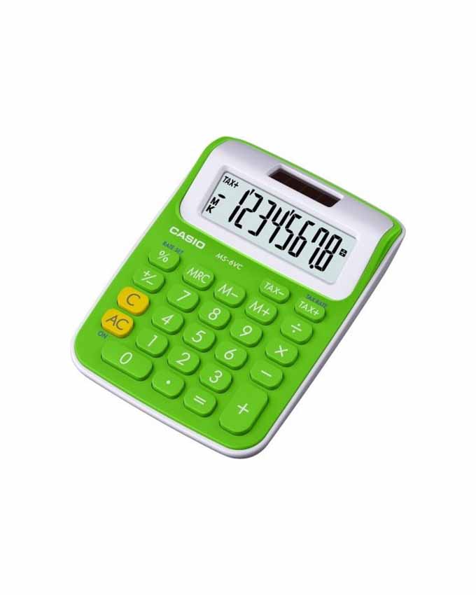MS-6NC-GN Desk Top Calculator 8 Digits Casio 2 Way Green