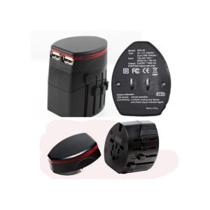 Universal Multi Plug Adaptor with 2 USB Output – Sunpower Travel & Office Charging Solution