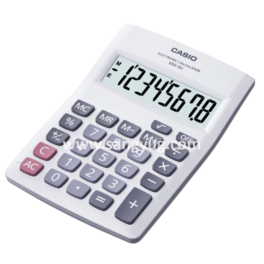 MW-8V-WE Desk Top Calculator 8 Digits Casio Batt White