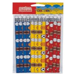Pencil With Eraser Football Design 12Pcs/Pkt