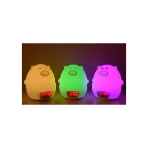 Pig Alarm Clock Night Light With Colorful Light - 7 Colors Rechargable