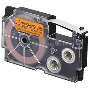 EZ-Label Printer Tape Cartridge 9mm Casio Black On Fluorescent Orange