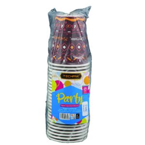 Disposable Paper Cup 8 Oz / 240 Ml Dark Brown Printed S/M - Pack Of 25 Pcs