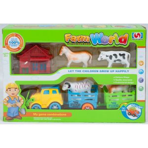 Farm World, Farm Animal With House & Truck In Window Box