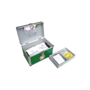 First Aid Kit In Metal Case With Handle Blue