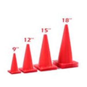 15 Inch Training Cones, Unbreakable, High Tear-Resistance PE, Red
