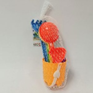 Beach set - Small Bucket - Sand Toys, in Net Bag, 8Pcs Set