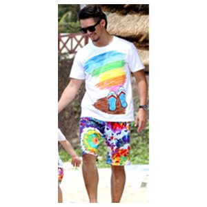 Beach Short For Man, Big Flower Print, Medium
