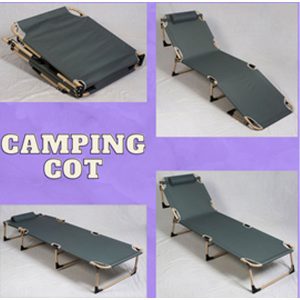 Camping Bed Foldable 150Kgs/Load Capacity, 2ftX6.5ft, With Pillow, Dark Gery