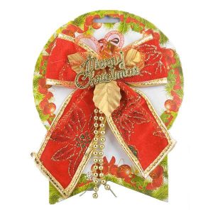 Christmas Bow Red 15X17Cm Wit Merry Christmas Written
