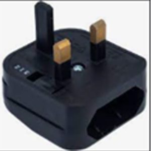 EU to UK Converter Plug Fused – Black Travel Adapter for European to British Sockets