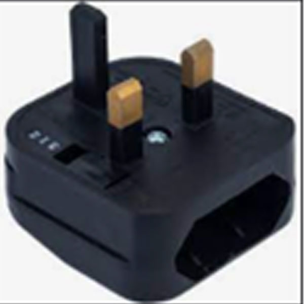 EU to UK Converter Plug Fused – Black Travel Adapter for European to British Sockets