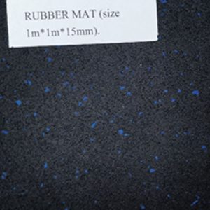 Gym Floor Mat 1M X 1M X 15Mm Thick. Black Color With Blue Flecks. Sound Insulating, Anti Slip And Anti Static. Easy To Clean