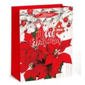 42X32X11.5Cm Paper Gift Bag, Red, Merry Christmas Glittered