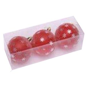 8Cm Red Transparent Printed Balls, 3Pcs/Box