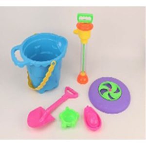 HY-2012W Beach set - Bucket, In Net Bag, with Frisbee, 6pcs Set